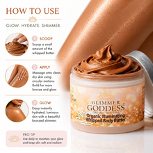 Load image into Gallery viewer, Organic Whipped Bronzing Body Butter – Shimmering Body Moisturizer with Instant Bronze Glow