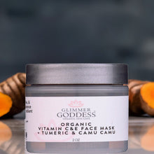 Load image into Gallery viewer, Organic Tumeric Vitamin C & E Brightening & Tightening Face Mask - 2 oz.